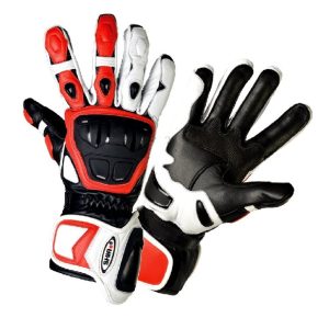 Guantes de moto racing SH-07 GP blanco-negro-rojo.