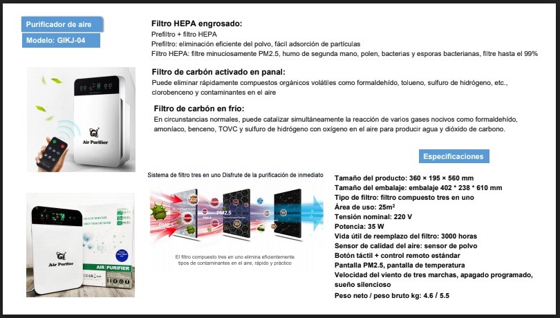 Purificador de Aire HEPA 13 Galaxy Innovations GI-04.