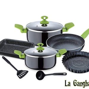 Bateria de Cocina Aluminio Prensado Renberg 9 Piezas RB-1256-GR. Disponible con mangos Verdes. Producto Nuevo