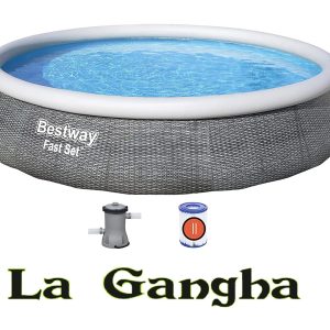 Piscina Elevada Redonda 396x84 Cm Bestway Fast Set 57376. Capacidad de agua 7.340 litros. Producto Nuevo